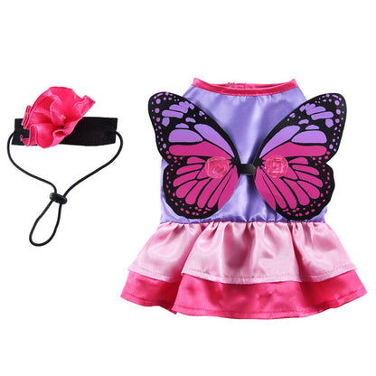 Pet Supplies Dog Clothes Christmas Dress Halloween Pet Clothes Funny Cute Butterfly Fairy Skirt (Wings Detachable)