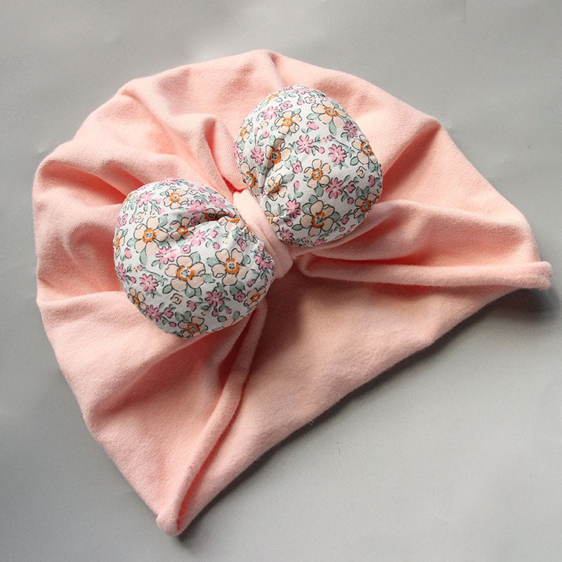 Baby Hat Spring And Autumn Head Protection Fontanelle Cap Broken Flower Bow Baby Head Cap Cute Warm Baby Indian Hat