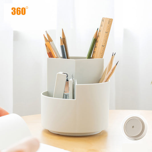 Creative Simple Multi Functional Round Pen Holder Office Rotating Simple Makeup Brush Large Capacity Pen Holder Storage Box