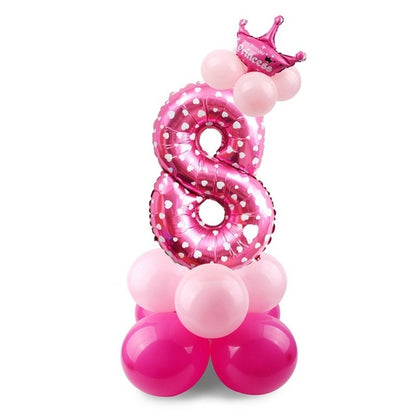 Blue Pink Number Balloon Happy Birthday Balloon 1st Birthday Party Decoration Kids Boy Girl Party Ballon Number