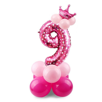 Blue Pink Number Balloon Happy Birthday Balloon 1st Birthday Party Decoration Kids Boy Girl Party Ballon Number