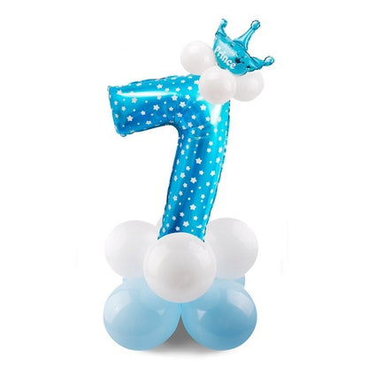 Blue Pink Number Balloon Happy Birthday Balloon 1st Birthday Party Decoration Kids Boy Girl Party Ballon Number