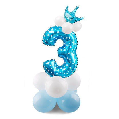 Blue Pink Number Balloon Happy Birthday Balloon 1st Birthday Party Decoration Kids Boy Girl Party Ballon Number