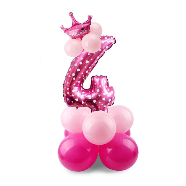 Blue Pink Number Balloon Happy Birthday Balloon 1st Birthday Party Decoration Kids Boy Girl Party Ballon Number