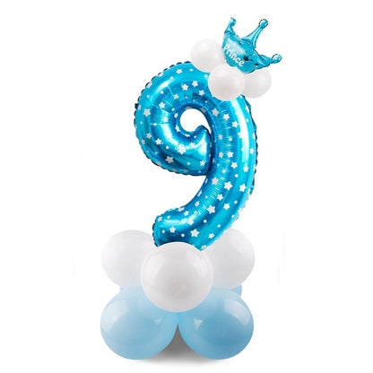 Blue Pink Number Balloon Happy Birthday Balloon 1st Birthday Party Decoration Kids Boy Girl Party Ballon Number