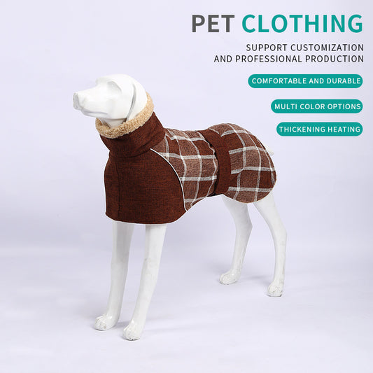 Pet Clothes Autumn And Winter New Plaid Jacket Cold Cotton Coat Pet Supplies