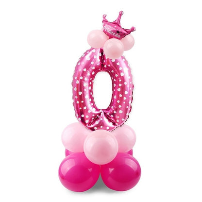 Blue Pink Number Balloon Happy Birthday Balloon 1st Birthday Party Decoration Kids Boy Girl Party Ballon Number