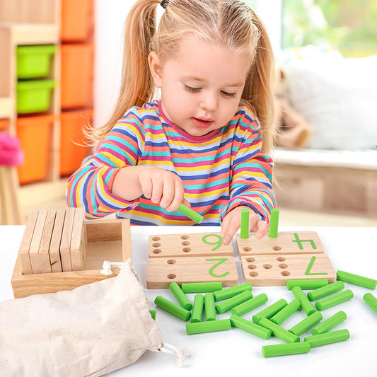 Children's Montessori Math Enlightenment Stick Number Quantity Learning Pairing Enlightenment Cognitive Cylindrical Building Blocks Training Toys