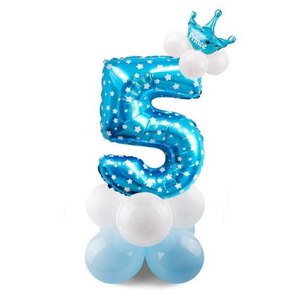 Blue Pink Number Balloon Happy Birthday Balloon 1st Birthday Party Decoration Kids Boy Girl Party Ballon Number