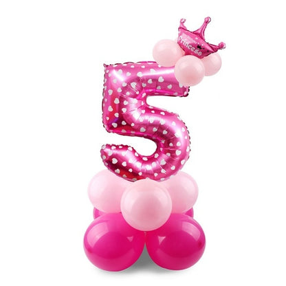 Blue Pink Number Balloon Happy Birthday Balloon 1st Birthday Party Decoration Kids Boy Girl Party Ballon Number