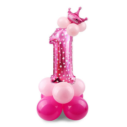 Blue Pink Number Balloon Happy Birthday Balloon 1st Birthday Party Decoration Kids Boy Girl Party Ballon Number