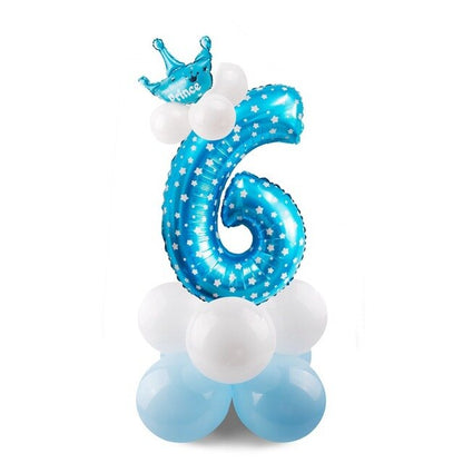 Blue Pink Number Balloon Happy Birthday Balloon 1st Birthday Party Decoration Kids Boy Girl Party Ballon Number