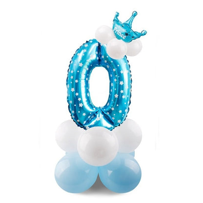 Blue Pink Number Balloon Happy Birthday Balloon 1st Birthday Party Decoration Kids Boy Girl Party Ballon Number