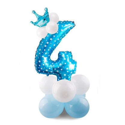 Blue Pink Number Balloon Happy Birthday Balloon 1st Birthday Party Decoration Kids Boy Girl Party Ballon Number