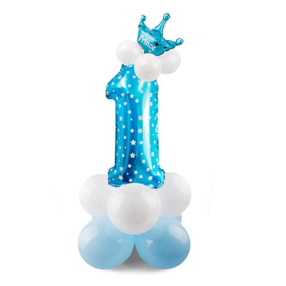 Blue Pink Number Balloon Happy Birthday Balloon 1st Birthday Party Decoration Kids Boy Girl Party Ballon Number