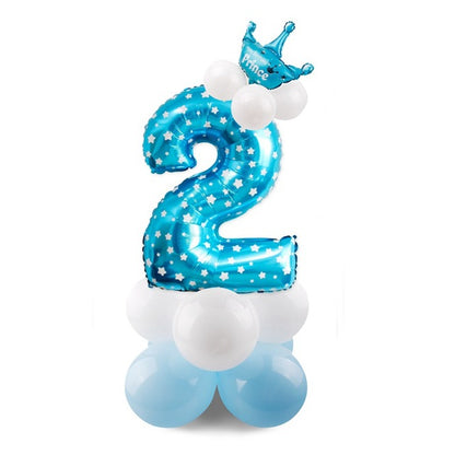 Blue Pink Number Balloon Happy Birthday Balloon 1st Birthday Party Decoration Kids Boy Girl Party Ballon Number