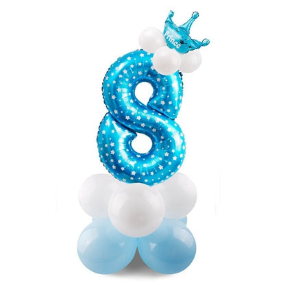 Blue Pink Number Balloon Happy Birthday Balloon 1st Birthday Party Decoration Kids Boy Girl Party Ballon Number