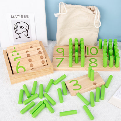 Children's Montessori Math Enlightenment Stick Number Quantity Learning Pairing Enlightenment Cognitive Cylindrical Building Blocks Training Toys