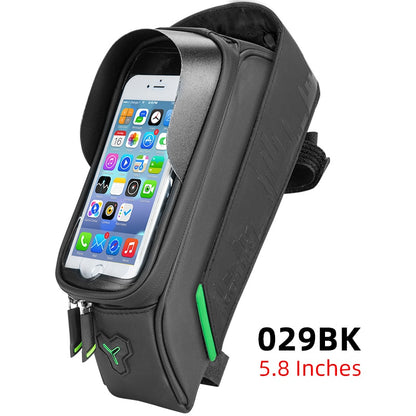 ROCKBROS Bicycle Bag Waterproof Touch Screen Cycling Bag Top Front Tube Frame MTB Road Bike Bag 6.5 Phone Case Bike Accessories