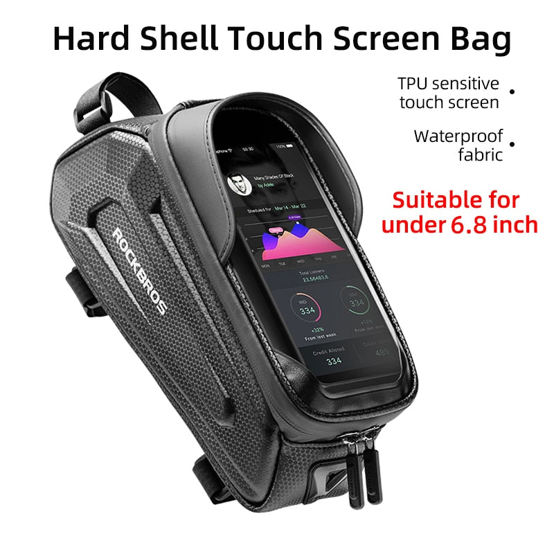 ROCKBROS Bicycle Bag Waterproof Touch Screen Cycling Bag Top Front Tube Frame MTB Road Bike Bag 6.5 Phone Case Bike Accessories