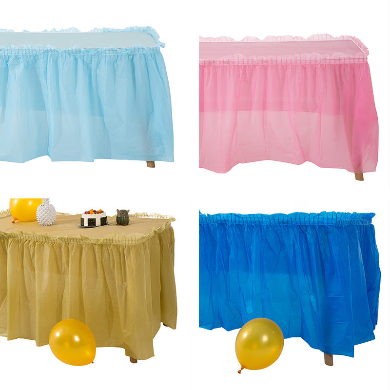 PEVA Waterproof and Oilproof Table Skirt Set Birthday Party Wedding Colorful Party Hospitality Decorative Table Skirt Set